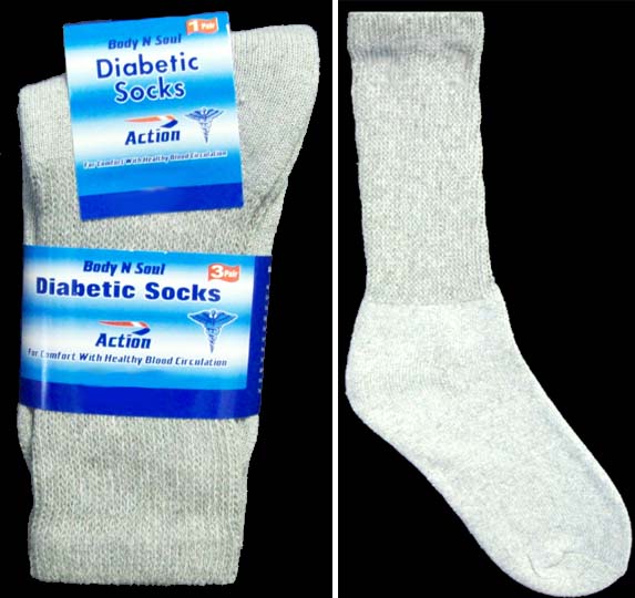 New Wholesale Lot 6 Pairs Diabetic Socks for Adults Grey Color 