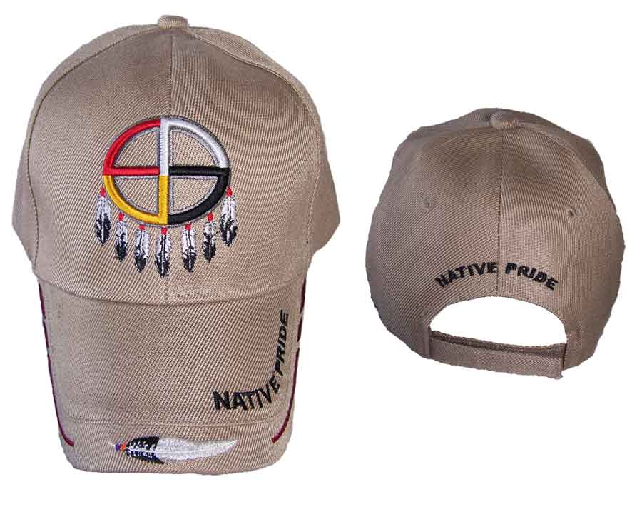 Native Pride Embroidered Baseball Caps Hats Medicine Wheel Ecapnp612 